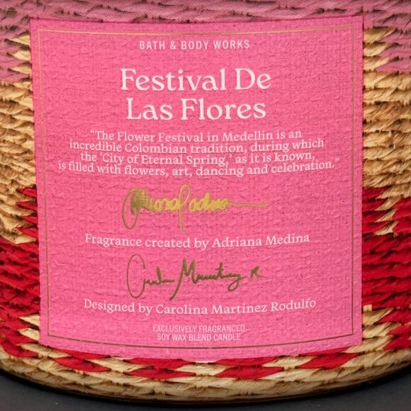 BBW Festival De Las Flores Bath & Body Works 3 Wick Candle - Picture 3 of 10
